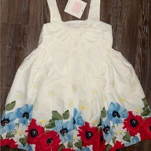 Janie and Jack European Voyage Bow Floral dress size 12-18 HTF